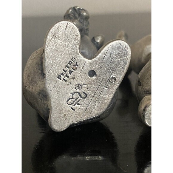 Vintage Peltro Italy Pewter Bride and Groom Dog Figurines Heavy Fine Pewter RARE - Picture 8 of 16